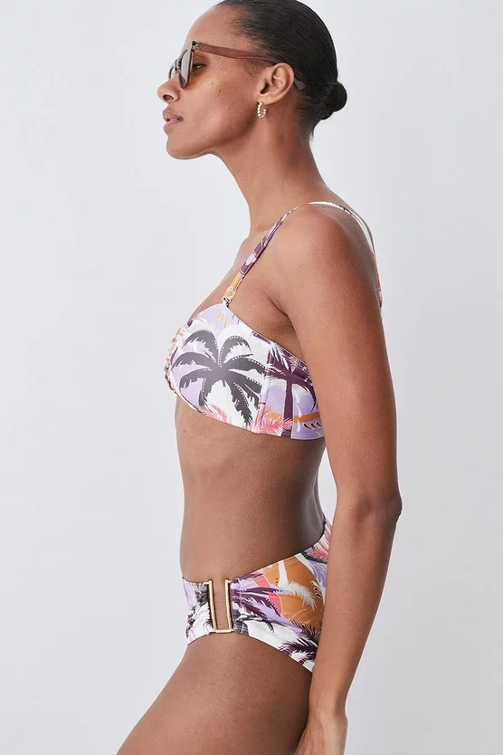 Cheap ๐ Karen Millen Palm Print Gold Trim ๐ Bikini Bottoms - multi โ๏ธ - Image 2