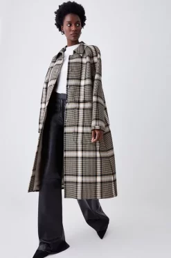 Best Pirce 🛒 Karen Millen Italian Check Balmacaan 🧥 Coat - multi 🥰