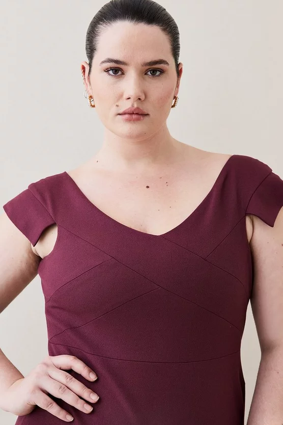 Deals π Karen Millen Plus Size Structured Crepe Cross Detail Midi π Dress - merlot β - Image 2