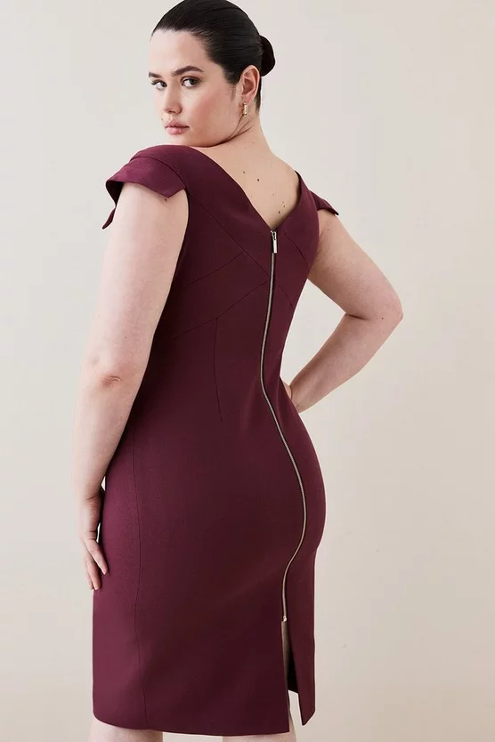 Deals π Karen Millen Plus Size Structured Crepe Cross Detail Midi π Dress - merlot β - Image 3