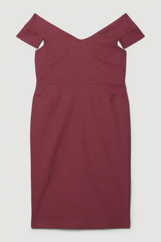 Deals π Karen Millen Plus Size Structured Crepe Cross Detail Midi π Dress - merlot β - Image 4