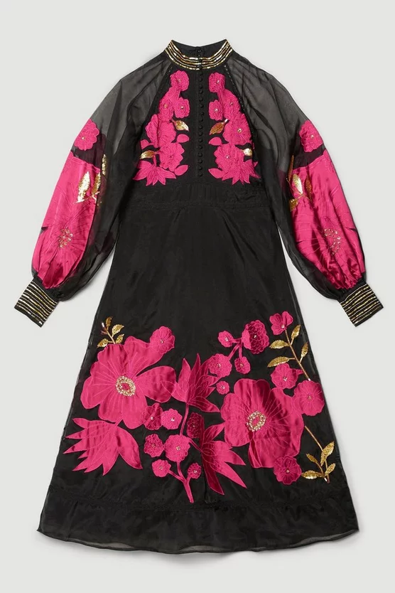 Brand new β¨ Karen Millen Applique Organdie Buttoned Woven Maxi π - Image 4