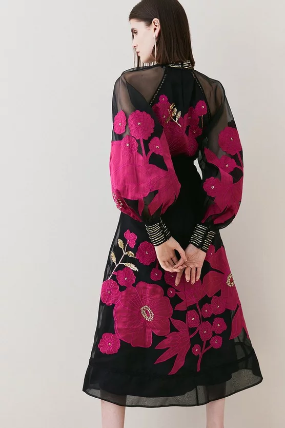 Brand new β¨ Karen Millen Applique Organdie Buttoned Woven Maxi π - Image 5