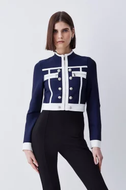 Best Sale π₯ Karen Millen Bandage Military Style Crop Top - navy π₯