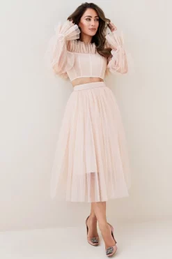 Hot Sale 🌟 Karen Millen Lydia Millen Tulle Woven Maxi 👗 Skirt - neutral 🛒