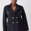 Buy 🌟 Karen Millen Plus Size Boucle Longline Double Breasted Tailored Blazer - black 🔔