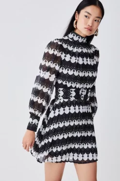 Best Pirce 🔔 Karen Millen Diamond Georgette Pleated Woven Mini 👗 Dress - lime 💯