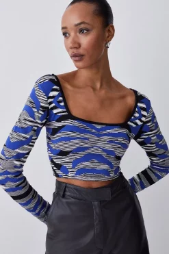Outlet ❤️ Karen Millen Abstract Jacquard Knitted Jumper - cobalt 🥰