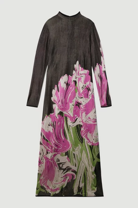 Budget ⌛ Karen Millen Plus Size Optical Jacquard Knitted Maxi Column 👗 Dress - multi 🌟 - Image 4