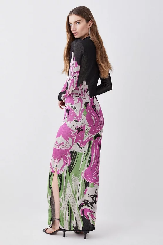 Budget β Karen Millen Optical Jacquard Knitted Maxi Column π Dress - multi β - Image 3
