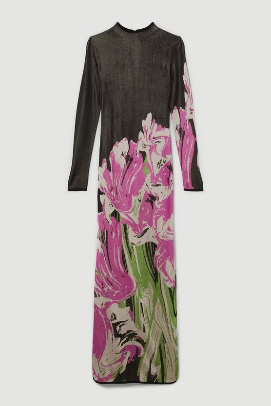 Budget β Karen Millen Optical Jacquard Knitted Maxi Column π Dress - multi β - Image 4