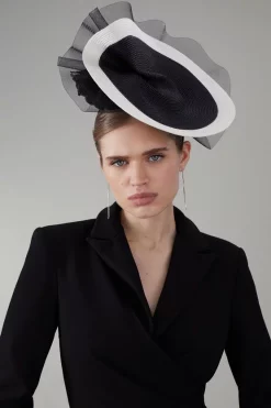 Outlet 🌟 Karen Millen Flower & Frill Detail Headband Fascinator - black 👍