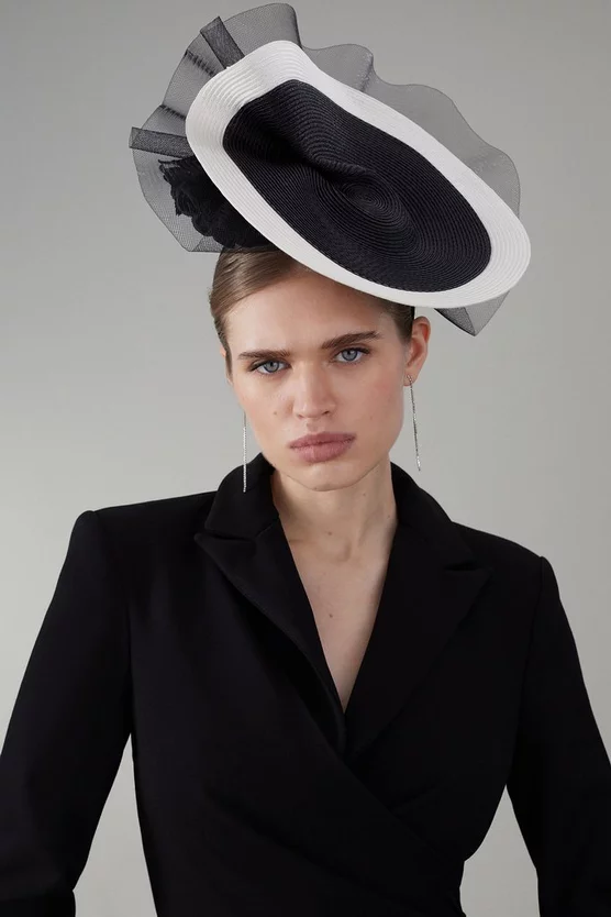 Outlet π Karen Millen Flower & Frill Detail Headband Fascinator - black π