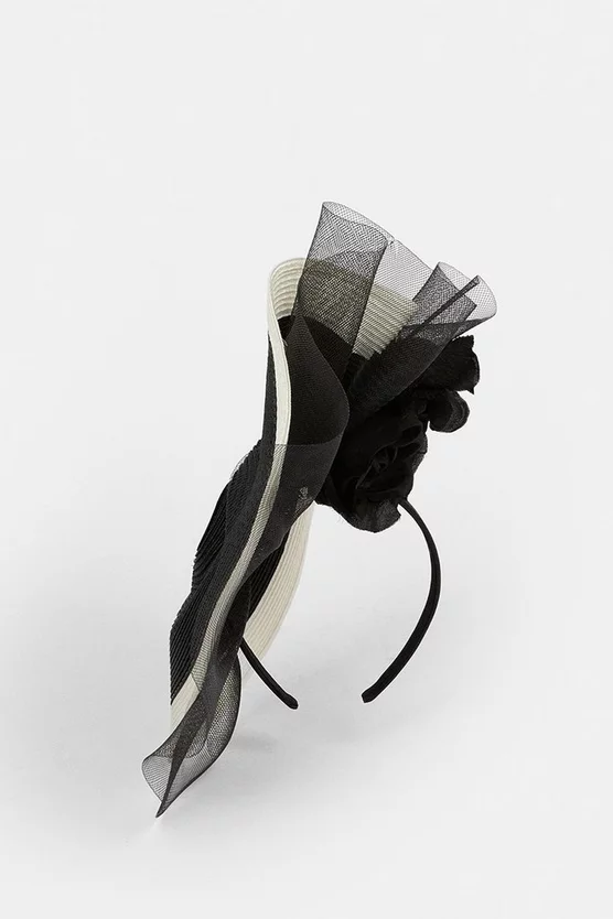 Outlet π Karen Millen Flower & Frill Detail Headband Fascinator - black π - Image 2