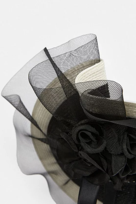 Outlet π Karen Millen Flower & Frill Detail Headband Fascinator - black π - Image 3