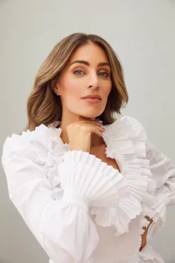 Best reviews of 🛒 Karen Millen Lydia Millen Pleat Ruffle Poplin Woven Blouse - ivory 😍