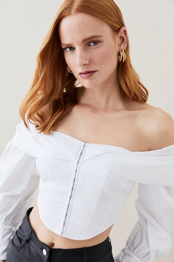 Wholesale π― Karen Millen Lydia Millen Draped Shoulder Poplin Woven Blouse - white π - Image 2