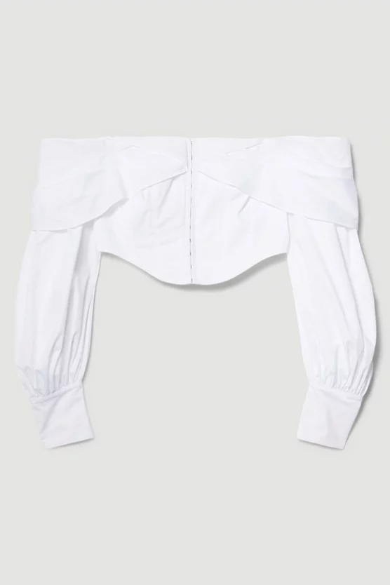Wholesale π― Karen Millen Lydia Millen Draped Shoulder Poplin Woven Blouse - white π - Image 5