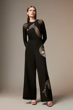 Buy 😍 Karen Millen Petite Sequin And Embellished Woven Dragon Jumpsuit - black 🤩