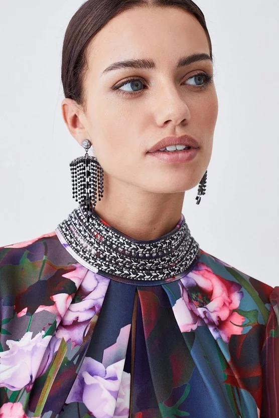 Cheapest β Karen Millen Petite Diamante Trim Floral Woven Maxi π Dress π - Image 5