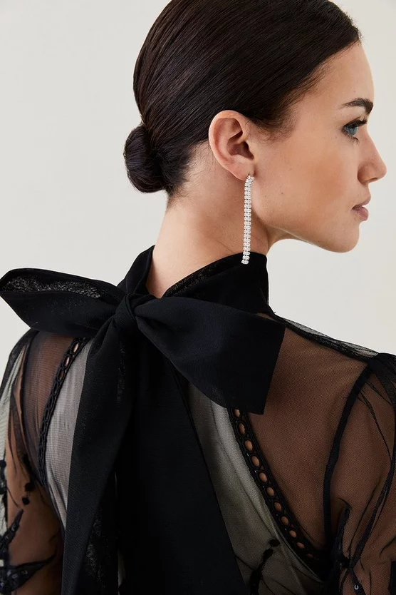 Best deal β€οΈ Karen Millen Lydia Millen Petite Floral Applique Mesh Woven Midi π Dress - black π€© - Image 2