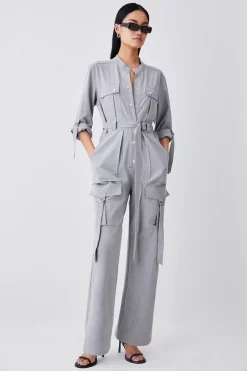 Best Pirce 🎉 Karen Millen Straight Leg Strap Detail Flight Suit - grey 🔥