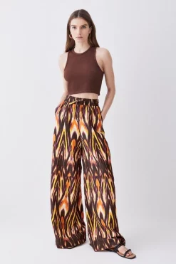 Best reviews of ⭐ Karen Millen Ikat Printed Linen Wide Leg Woven Trouser - multi 🛒