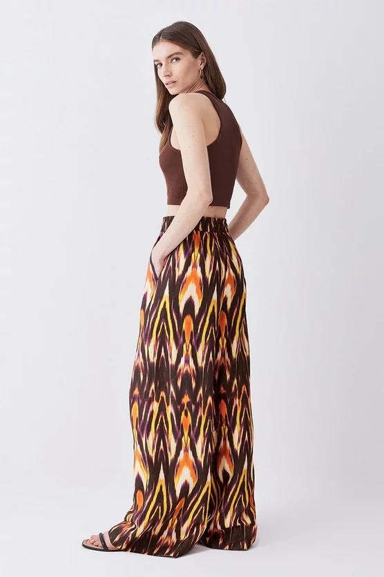 Best reviews of β Karen Millen Ikat Printed Linen Wide Leg Woven Trouser - multi π - Image 3