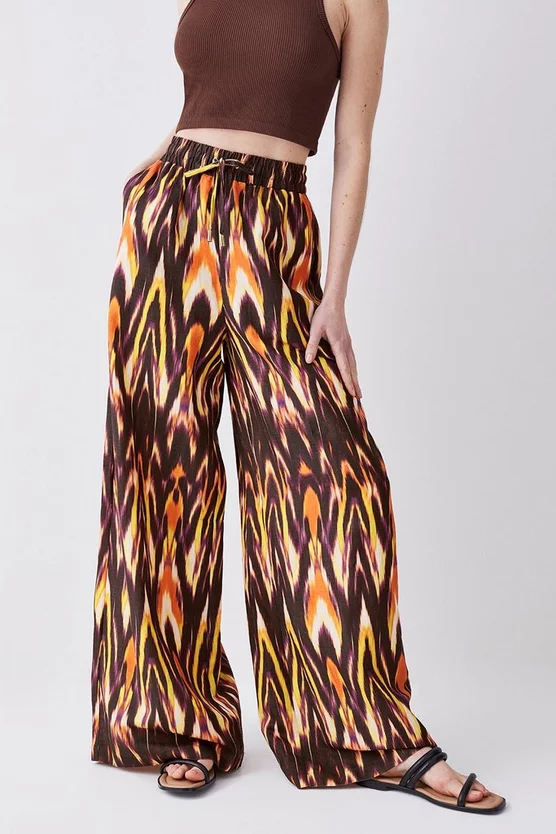 Best reviews of β Karen Millen Ikat Printed Linen Wide Leg Woven Trouser - multi π - Image 5