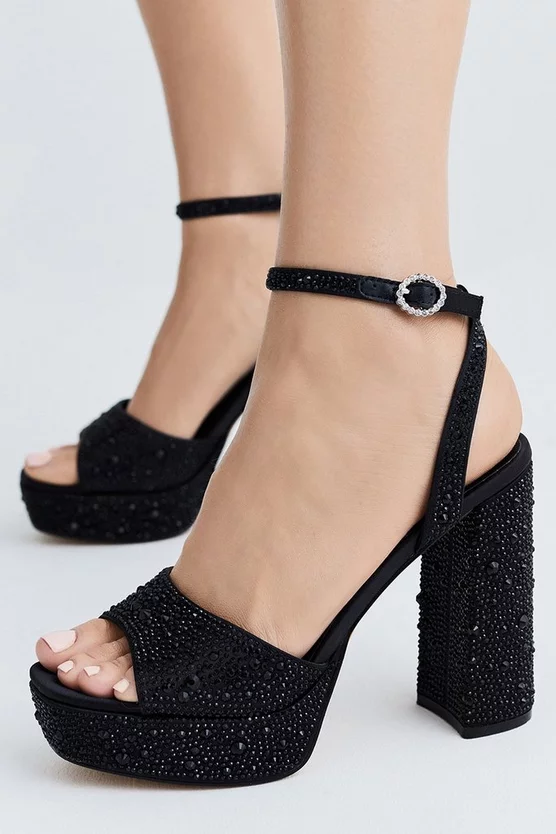 Best reviews of ❤️ Karen Millen Heatseal Detail Diamante Platform ❤️