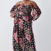 Deals 🔥 Karen Millen Plus Size Spot Floral Chiffon Bardot Wide Leg Jumpsuit - multi 🥰