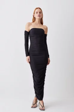 Cheap 🥰 Karen Millen Gathered Slinky Bardot Maxi 👗 Dress 💯