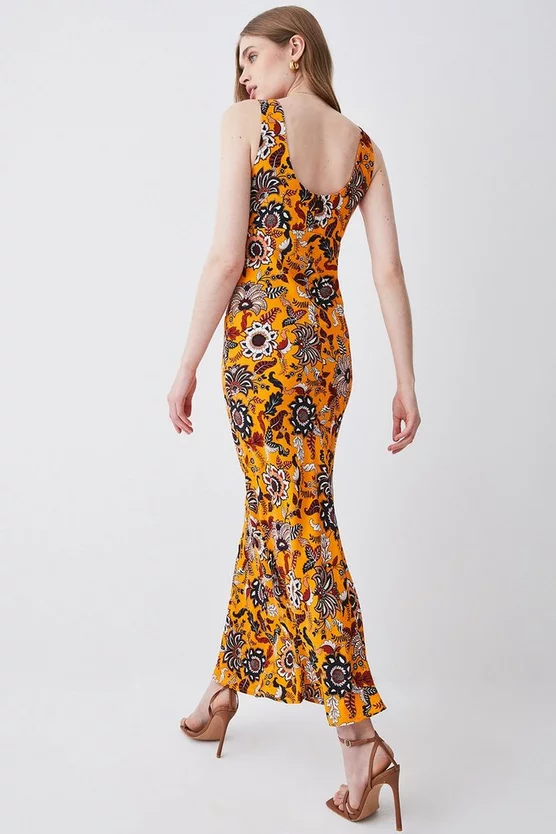 Brand new π― Karen Millen Batik Floral Woven Scoop Neck Maxi π Dress - orange π - Image 3