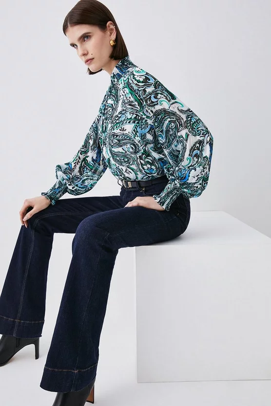 Brand new π Karen Millen Paisley Shirred Detail Woven Blouse - ivory π - Image 2