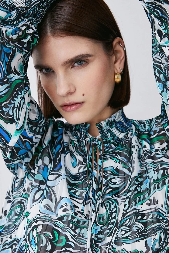 Brand new π Karen Millen Paisley Shirred Detail Woven Blouse - ivory π - Image 3