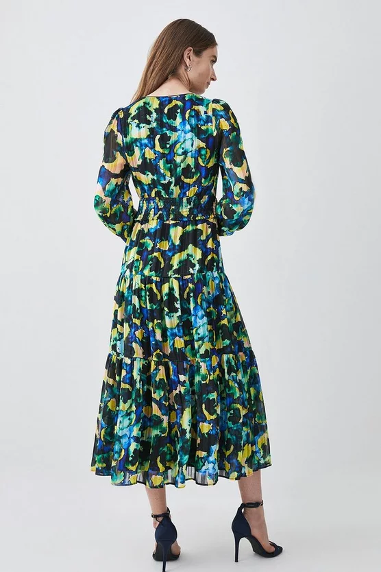 Deals β¨ Karen Millen Abstract V Neck Woven Maxi π Dress - multi π - Image 3