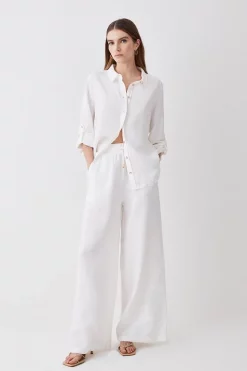 Best Pirce 😀 Karen Millen Linen Wide Leg Trouser - white 🥰