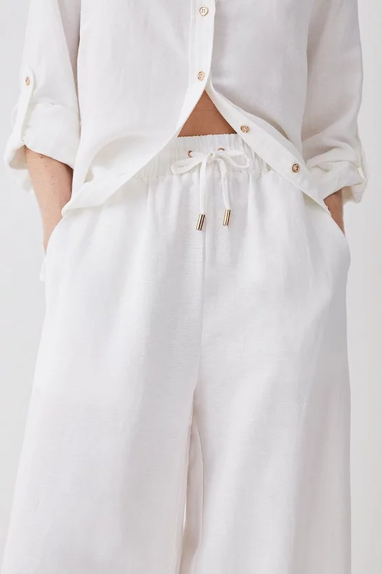 Best Pirce π Karen Millen Linen Wide Leg Trouser - white π₯° - Image 2