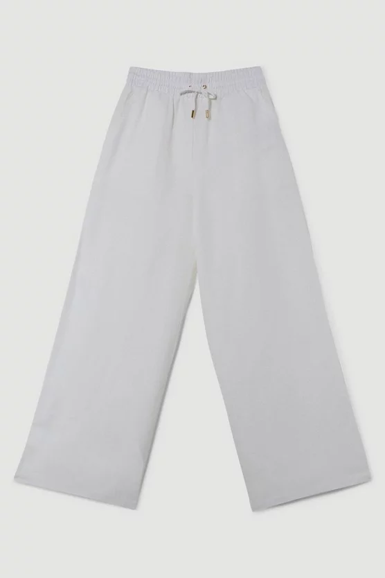 Best Pirce π Karen Millen Linen Wide Leg Trouser - white π₯° - Image 4