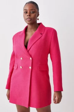 Buy ❤️ Karen Millen Plus Size Boucle Double Breasted Long Sleeve Blazer Mini 👗 Dress - pink ⭐