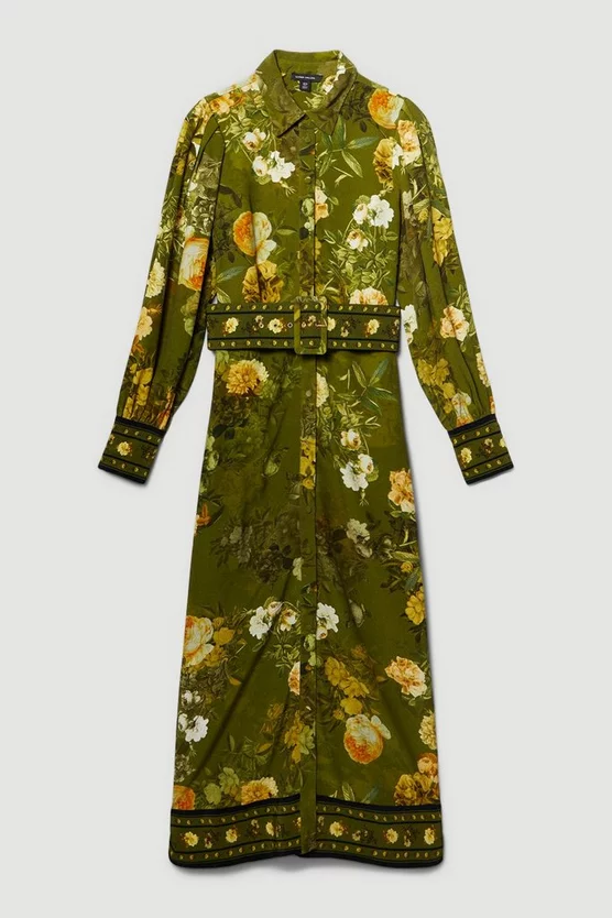 Best reviews of β Karen Millen Lydia Millen Petite Floral Belted Woven Midi π Shirt π Dress β - Image 4