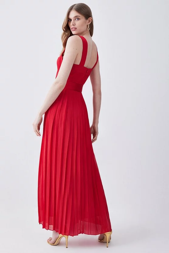 Coupon π― Karen Millen Top Stitch Satin Woven Midi π Dress - red β¨ - Image 3