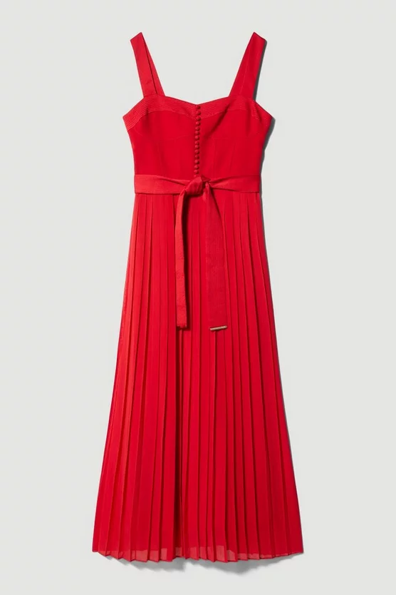 Coupon π― Karen Millen Top Stitch Satin Woven Midi π Dress - red β¨ - Image 4