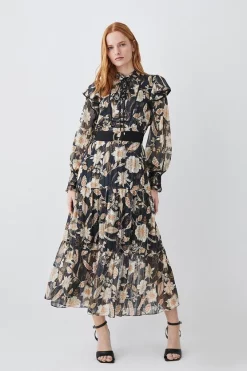 Best reviews of 🎁 Karen Millen Floral Woven Lace Up Midi 👗 Dress 🎉