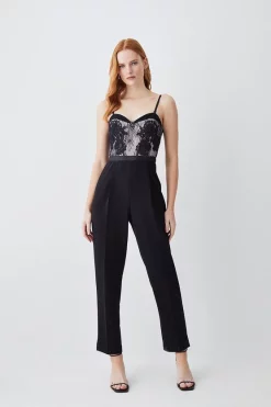 Wholesale ⭐ Karen Millen Petite Lace Embroidered Woven Jumpsuit - mono 👍