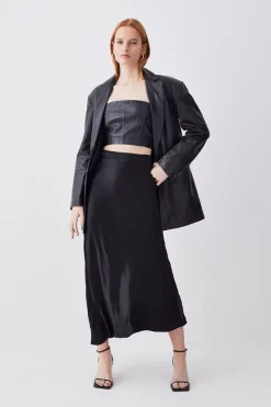 Wholesale ❤️ Karen Millen Tall Satin Viscose Woven 👗 Skirt - black 🤩