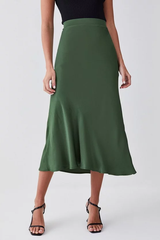 Best reviews of π― Karen Millen Petite Satin Viscose Woven π Skirt - khaki π - Image 2