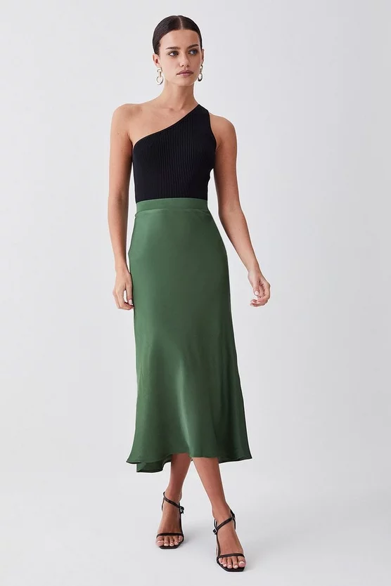 Best reviews of π― Karen Millen Petite Satin Viscose Woven π Skirt - khaki π - Image 5