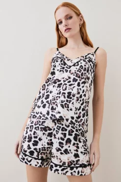 Discount 👏 Karen Millen Soft Leopard Satin Nightwear Cami 🔔