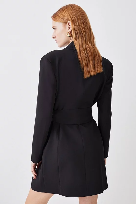 Flash Sale π₯ Karen Millen Stretch Cady Tie Belt Blazer Mini π Dress - black π― - Image 3